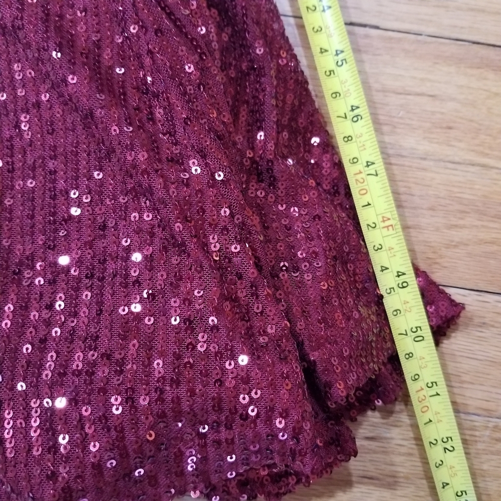FAERIESTY Sequin Maxi Dress Burgundy Size S. Elegant Burgundy Sequin Gown - Picture 14 of 16